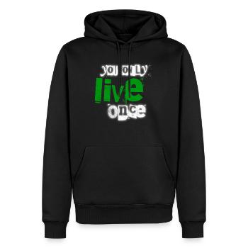 Du lebst nur einmal – grüne Betonung - Männer Premium Bio Hoodie - Schwarz - Vorne - Nico (187cm)