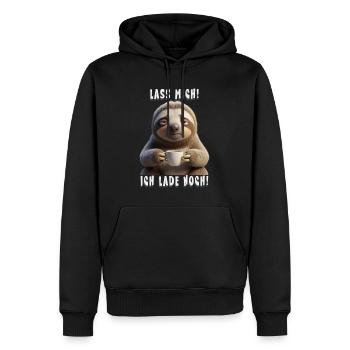 Lass mich, ich lade noch – Kaffee Stimmung - Männer Premium Bio Hoodie - Schwarz - Vorne - Nico (187cm)