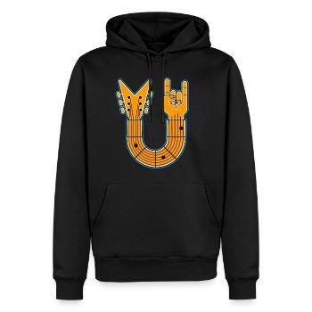 Guitare en U & Rock Hand - Sweat à capuche Premium bio Homme - noir - Devant - Nico (187cm)