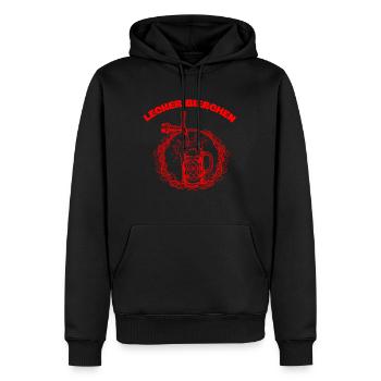 Lustiges Bier Geschenk – „Lecker Bierchen“ - Männer Premium Bio Hoodie - Schwarz - Vorne - Nico (187cm)