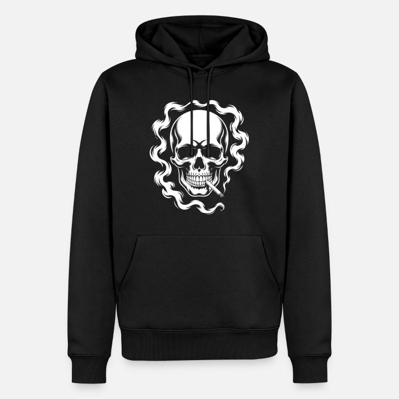 Conception du crâne fumant - Sweat à capuche Premium bio Homme - noir