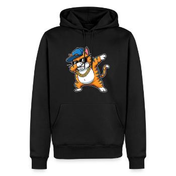 Dessin animé hip-hop cool du chat - Sweat à capuche Premium bio Homme - noir - Devant - Nico (187cm)