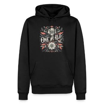 One World Floral Vintage Peace Festival Outfit - Männer Premium Bio Hoodie - Schwarz - Vorne - Nico (187cm)
