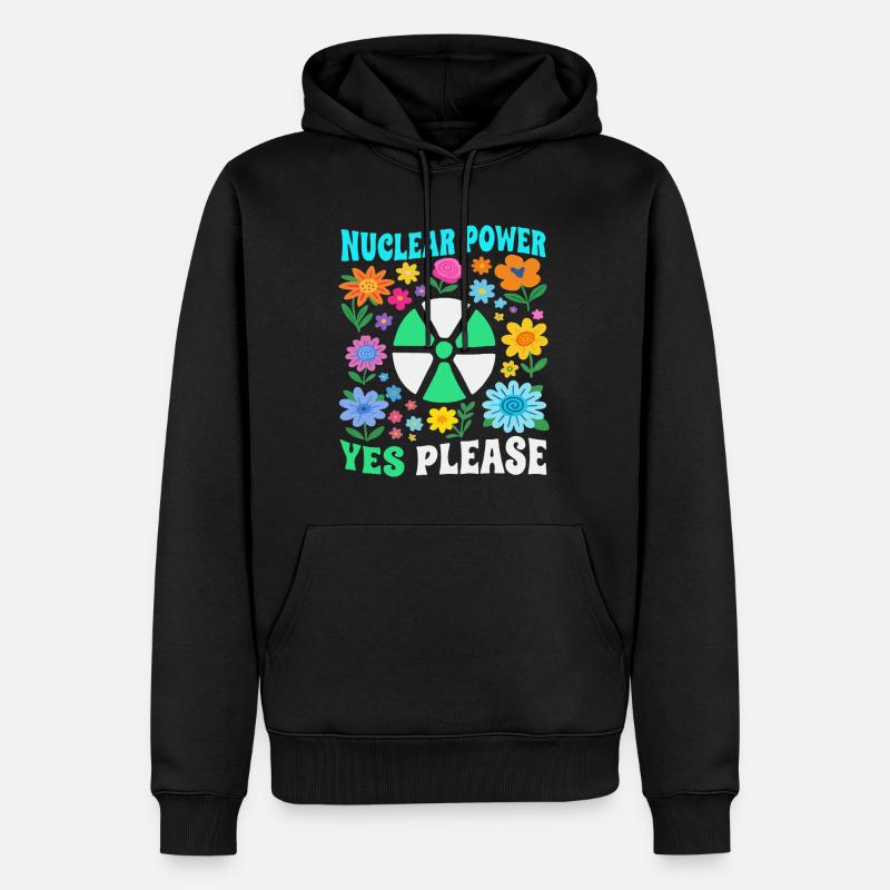 Atomkraft ja bitte mit Blumen - Männer Premium Bio Hoodie - Schwarz