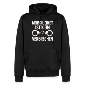 Menschlichkeit ist kein Verbrechen - Männer Premium Bio Hoodie - Schwarz - Vorne - Nico (187cm)