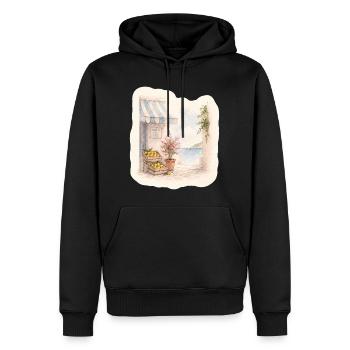 Zitronen am Meer – Markt des Südens - Männer Premium Bio Hoodie - Schwarz - Vorne - Nico (187cm)