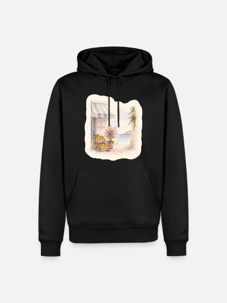 Zitronen am Meer – Markt des Südens - Männer Premium Bio Hoodie - Schwarz