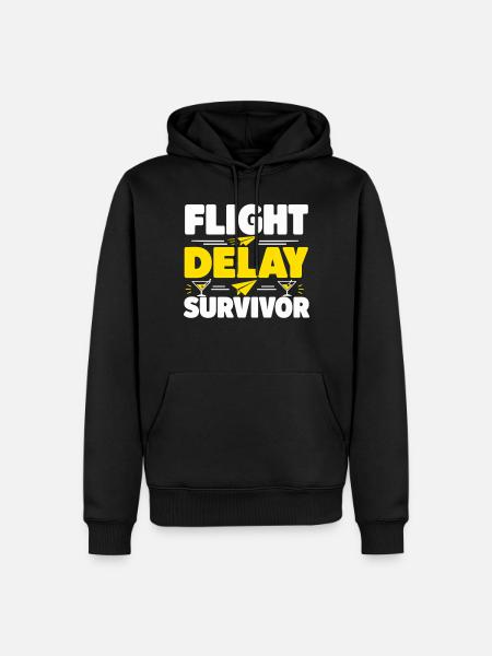 Flight Delay Survivor Travel Saying Vacationer - Men’s Premium Organic Hoodie - black
