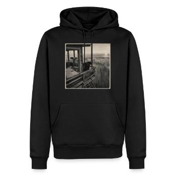 Forêt de brouillard d’ours de la faune Crime animal vintage - Sweat à capuche Premium bio Homme - noir - Devant - Nico (187cm)