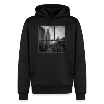 Wolf Lost Place Art en noir et blanc Crime animalier - Sweat à capuche Premium bio Homme - noir - Devant - Nico (187cm)