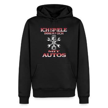 Auto Shirt – Ich spiele immer noch mit Autos - Männer Premium Bio Hoodie - Schwarz - Vorne - Nico (187cm)