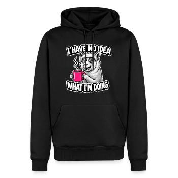 I Have No Idea What I'm Doing Lama Saying Coffee - Men’s Premium Organic Hoodie - black - Front - Nico (187cm)