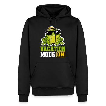 Vacation Mode On Frosch Spruch T-Shirt Lustig - Männer Premium Bio Hoodie - Schwarz - Vorne - Nico (187cm)