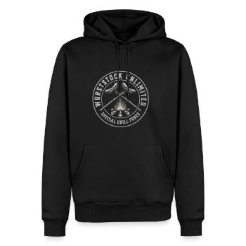 Wurststock Unlimited Grill Force - Männer Premium Bio Hoodie - Schwarz - Vorne - Nico (187cm)