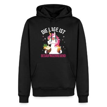 Licorne Cocktail Festif Arc-en-Ciel - Sweat à capuche Premium bio Homme - noir - Devant - Nico (187cm)