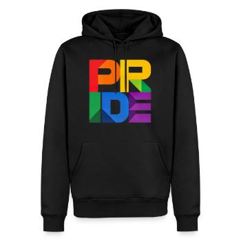 Pride Modern Block Design Regenbogen Schriftzug - Männer Premium Bio Hoodie - Schwarz - Vorne - Nico (187cm)