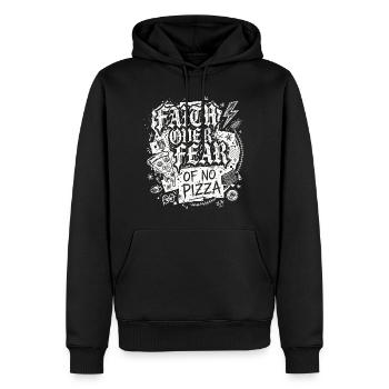 Faith Over Fear of No Pizza - Männer Premium Bio Hoodie - Schwarz - Vorne - Nico (187cm)