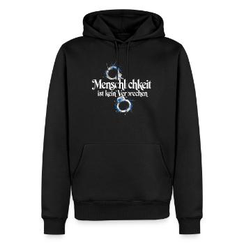 Menschlichkeit Ist Kein Verbrechen T-Shirt Protest - Männer Premium Bio Hoodie - Schwarz - Vorne - Nico (187cm)