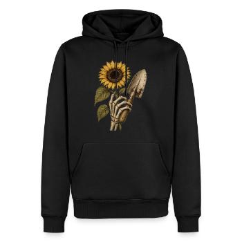 Sweat à capuche squelette de tournesol vintage Halloween - Sweat à capuche Premium bio Homme - noir - Devant - Nico (187cm)