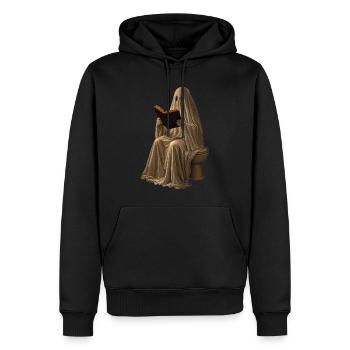 Ghost Reads Book Sweat à capuche toilettes Halloween rétro - Sweat à capuche Premium bio Homme - noir - Devant - Nico (187cm)