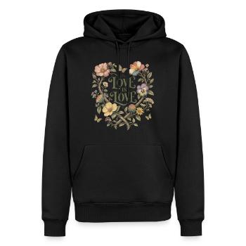 T-shirt fleuri Love Is Love Proud Vintage - Sweat à capuche Premium bio Homme - noir - Devant - Nico (187cm)