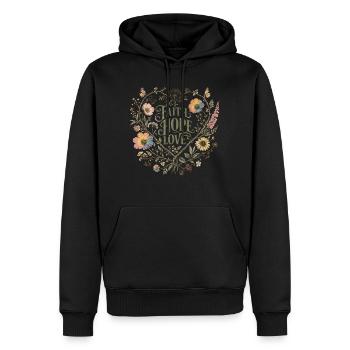 Sweat à capuche botanique Love Faith Hope Love Botanical Heart Vintage - Sweat à capuche Premium bio Homme - noir - Devant - Nico (187cm)