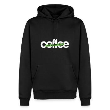 Lustiges Lebenszitat Das Leben beginnt nach dem Kaffee - Männer Premium Bio Hoodie - Schwarz - Vorne - Nico (187cm)