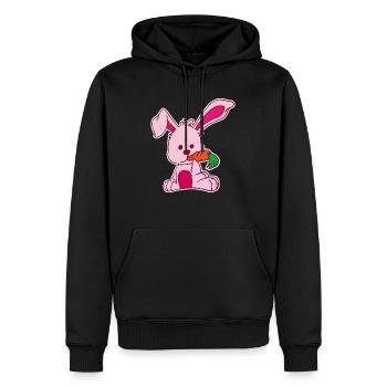 Flach Design Kaninchen liebt Karotte rosa süss - Männer Premium Bio Hoodie - Schwarz - Vorne - Nico (187cm)