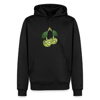 Kiwi Kirschen fruchtiges Design Geschenkidee - Männer Premium Bio Hoodie - Schwarz - Vorne - Nico (187cm)