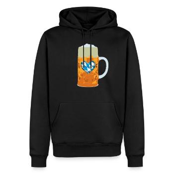Bier mit Bayern Flaggen Herz - Männer Premium Bio Hoodie - Schwarz - Vorne - Nico (187cm)
