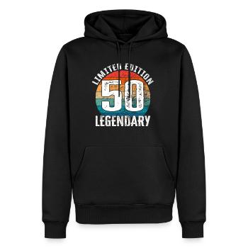 Joyeux anniversaire - Édition limitée du 50e anniversaire - Sweat à capuche Premium bio Homme - noir - Devant - Nico (187cm)