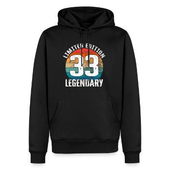 Joyeux anniversaire - 33e anniversaire Édition limitée - Sweat à capuche Premium bio Homme - noir - Devant - Nico (187cm)