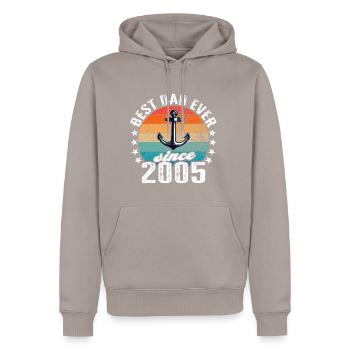 Meilleur papa du monde depuis 2005 Anker - Sweat à capuche Premium bio Homme - taupe - Devant - Nico (187cm)