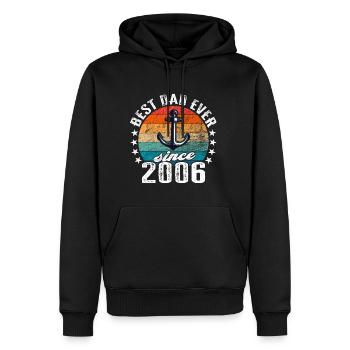 Bester Papa der Welt seit 2006 Anker - Männer Premium Bio Hoodie - Schwarz - Vorne - Nico (187cm)