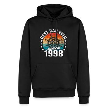 Bester Papa der Welt seit 1998 Kapitän - Männer Premium Bio Hoodie - Schwarz - Vorne - Nico (187cm)