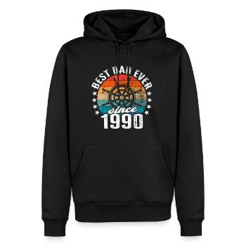 Bester Papa der Welt seit 1990 Kapitän - Männer Premium Bio Hoodie - Schwarz - Vorne - Nico (187cm)
