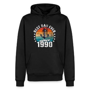 Bester Papa der Welt seit 1990 Kapitän - Männer Premium Bio Hoodie - Schwarz - Vorne - Nico (187cm)