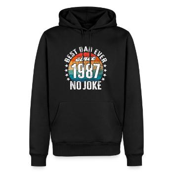 Bester Papa der Welt seit 1987 No Joke - Männer Premium Bio Hoodie - Schwarz - Vorne - Nico (187cm)