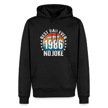 Bester Papa der Welt seit 1986 No Joke - Männer Premium Bio Hoodie - Schwarz - Vorne - Nico (187cm)
