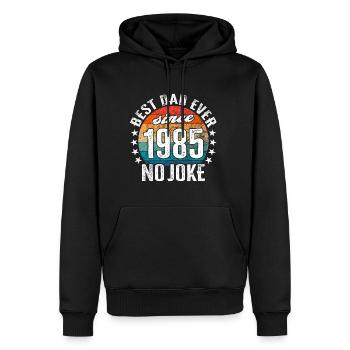 Bester Papa der Welt seit 1985 No Joke - Männer Premium Bio Hoodie - Schwarz - Vorne - Nico (187cm)