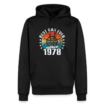 Bester Papa der Welt seit 1978 Kapitän - Männer Premium Bio Hoodie - Schwarz - Vorne - Nico (187cm)