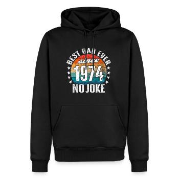 Meilleur père du monde depuis 1974 Pas de blague - Sweat à capuche Premium bio Homme - noir - Devant - Nico (187cm)