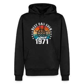 Bester Papa der Welt seit 1971 Kapitän - Männer Premium Bio Hoodie - Schwarz - Vorne - Nico (187cm)
