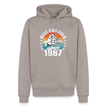 Bester Papa der Welt seit 1967 Vatertag - Männer Premium Bio Hoodie - Taupe - Vorne - Nico (187cm)