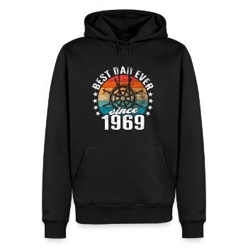 Bester Papa der Welt seit 1969 Kapitän - Männer Premium Bio Hoodie - Schwarz - Vorne - Nico (187cm)