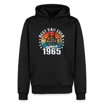 Bester Papa der Welt seit 1965 Kapitän - Männer Premium Bio Hoodie - Schwarz - Vorne - Nico (187cm)