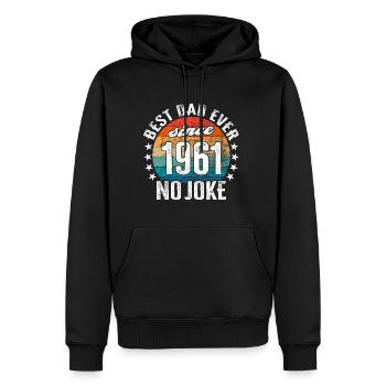 Meilleur papa du monde depuis 1961 Pas de blague - Sweat à capuche Premium bio Homme - noir - Devant - Nico (187cm)