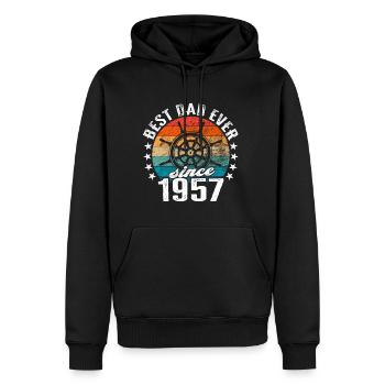 Bester Papa der Welt seit 1957 Kapitän - Männer Premium Bio Hoodie - Schwarz - Vorne - Nico (187cm)