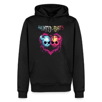 Halloween Haunted Hearts T-Shirt - Männer Premium Bio Hoodie - Schwarz - Vorne - Nico (187cm)