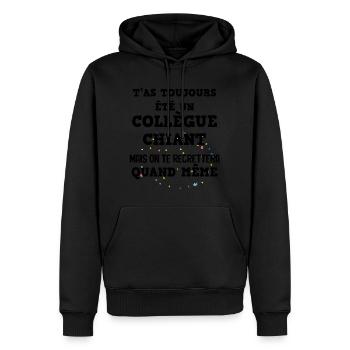 Collègue Humour Citation Collègue Chiant - Sweat à capuche Premium bio Homme - noir - Devant - Nico (187cm)